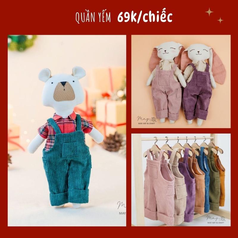 Quần yếm cho thú bông vải thay quần áo Tiệm tạp hoá Nhà May (nhiều màu sắc)