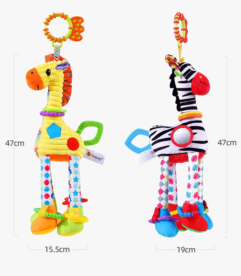 Product Introduction of Soft Giraffe Zebra Animal Handbells Rattles Plush Infant Baby Development Handle Toys WIth Teether Baby Toy For Newborn Gifts 15