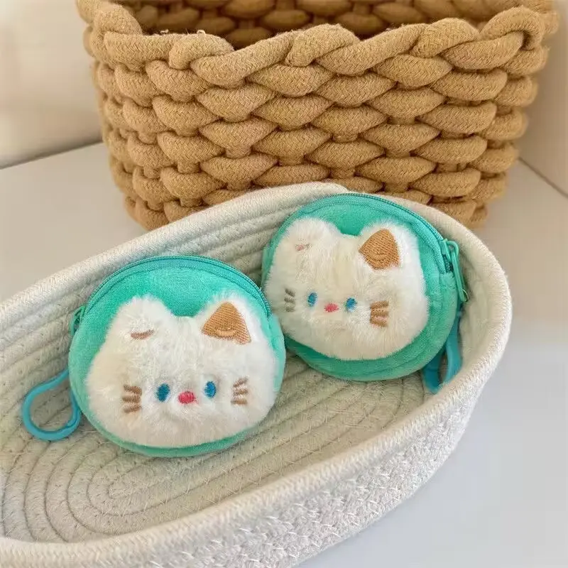 Túi Đựng Tai Nghe Nhồi Bông Móc Khóa, Xiaohongshu Hellosweetie Mắt Xanh Kitty Hoạt Hình Dễ Thương, Túi Đựng, Thích Hợp Cho Ví Tiền Xu 3