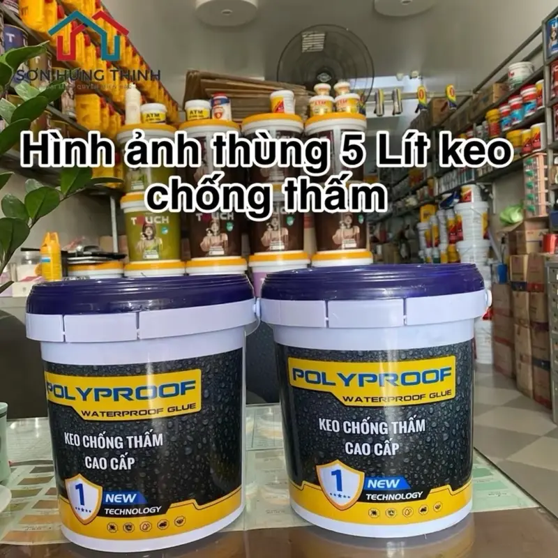 keo chống thấm nước, không màu Polyprof 5 lít, chuyên dụng chống thấm, chống thấm nền gạch men , chống thấm tường nhà, chống thấm trần nhà 1