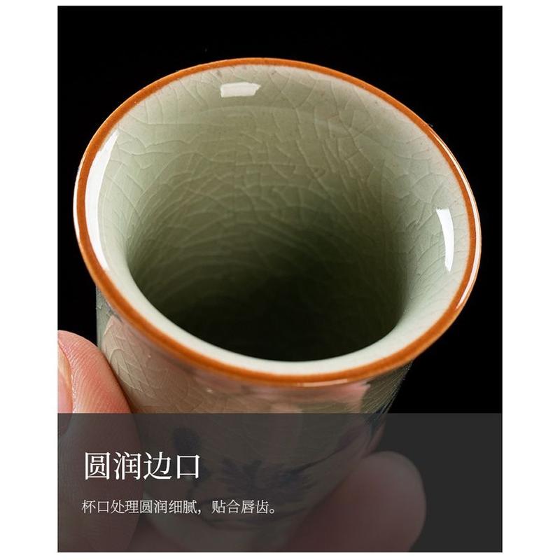 Bộ Ấm Trà Kung Fu, Bậc Thầy của lò than Anh Hùng, 4 tách trà, vẽ tay, cốc trà Gốm, với mùi nứt băng, cốc làm đẹp, với thiết kế mận, lan, tre và hoa cúc 7