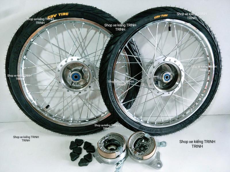 CẶP BÁNH CĂM WAVE DREAM TRƯỚC SAU ĐÙM NIỀN SẮT UNION 1.2 1.4  KÈM VỎ CRV 60.70 ĐẦY ĐỦ Y NHƯ HÌNH