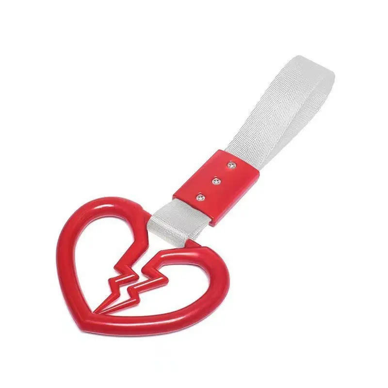 Plastic JDM Broken Heart-Shaped Car Electrostatic Belt Decorative Warning Bracelet Rear Bumper ABS Ring Car Hand Pull-Ring