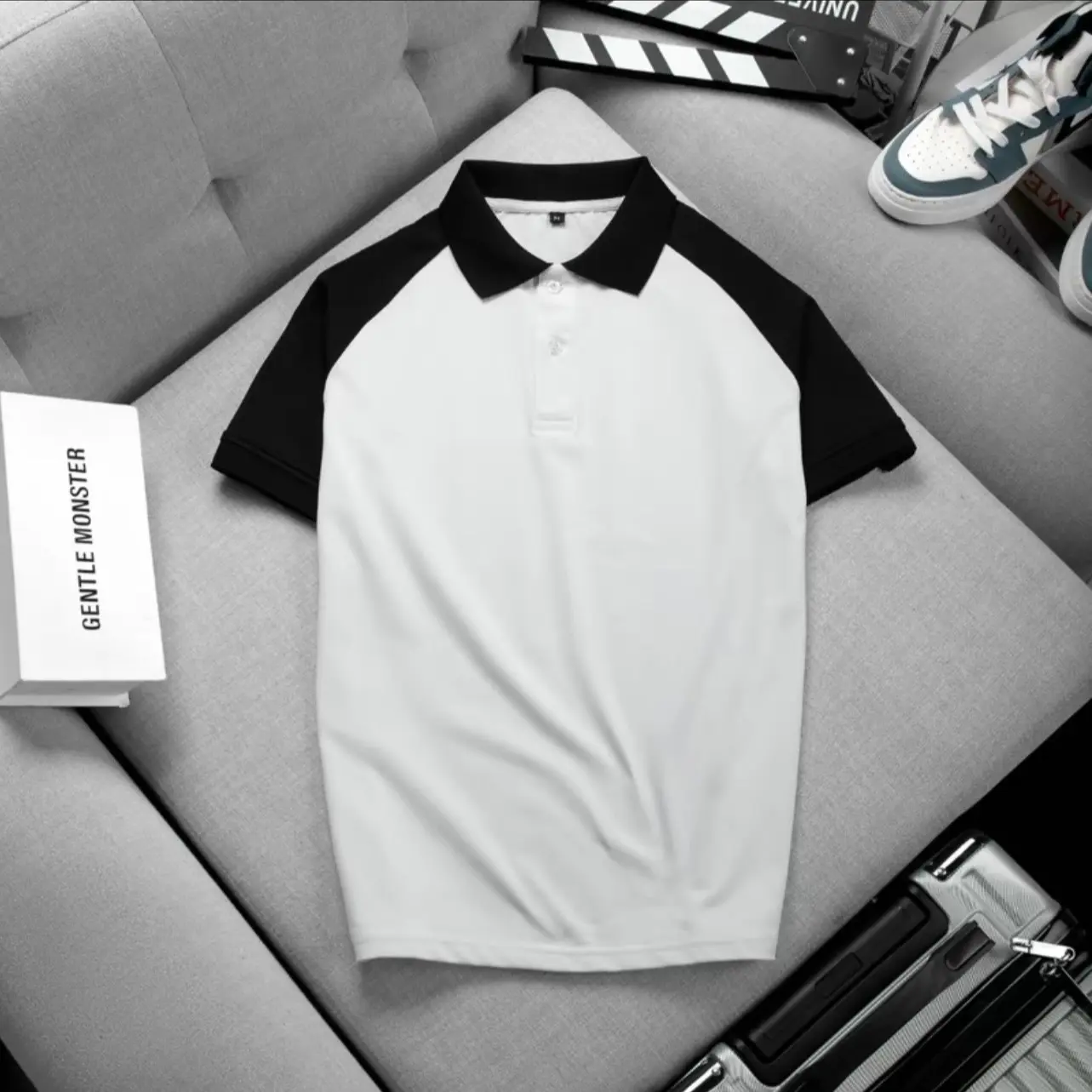 Áo Thun Polo Phối Tay Unisex nam nữ trẻ trung năng động Menswear Có Cổ Ngắn Tay( mua 3 tặng 1)