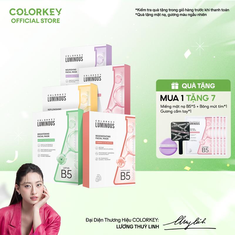 [COLORKEY LUMINOUS] COMBO 5 Hộp Mặt Nạ Giấy COLORKEY LUMINOUS NGẪU NHIÊN Hỗ Trợ Cấp Ẩm Làn Da Nhiều Dưỡng Chất 25ml/miếng 10 miếng/hộp