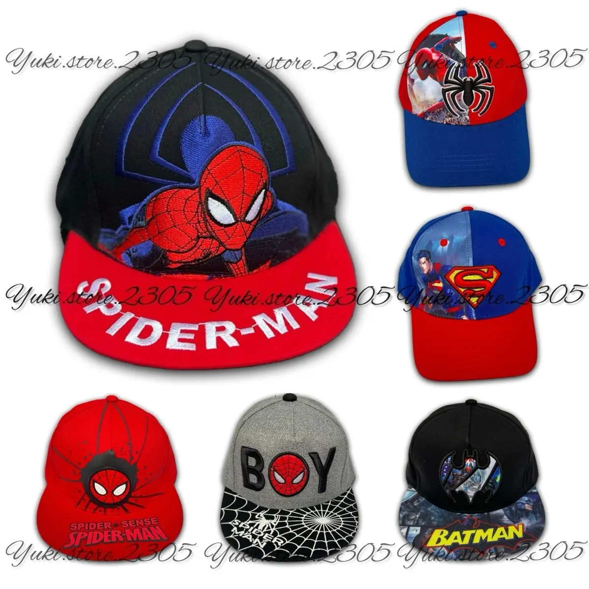 Bé 3-10tuổi (VĐ 52-54cm) Nón lưỡi trai SUPERMAN / SPIDERMAN/ BATMAN