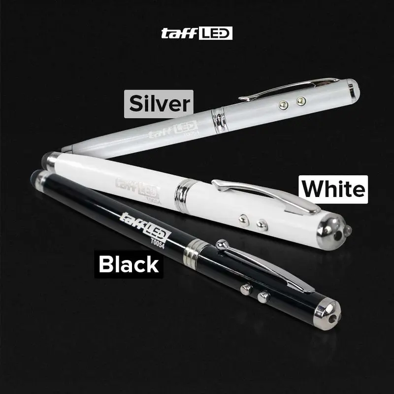 TaffLED Pulpen 4 in 1 Senter Laser Pointer Pen dan Stylus Tinta Hitam - T0054 X SERA 6