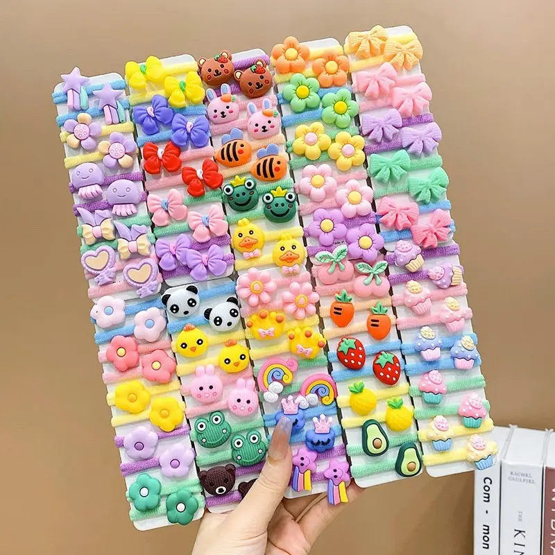 ED - 10PCS / SET KUNCIRAN IKAT RAMBUT ANAK KARAKTER TOWEL RING MODEL KOREA / IKATAN RAMBUT KARET DONAT ANAK-ANAK 2