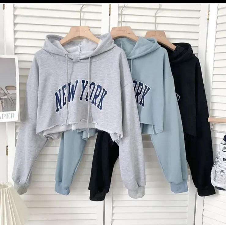 NEW YORK CROOPE HOODIE SWEATER OVERSIZE WANITA 0