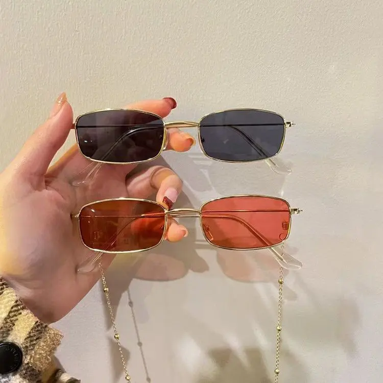 Small Square Metal Frame Sunglasses, SS24, Fashion, Retro and Elegant Style, For Men and Women