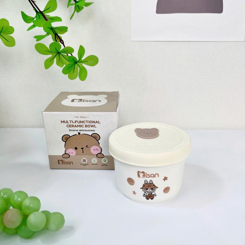 Chén/Hũ Sứ Đựng Đồ Ăn Dặm Nắp Silicon Cho Bé, Thể Tích 250ml, Bát Sứ Ăn Dặm In Hình Họa Tiết Siêu Yêu 7