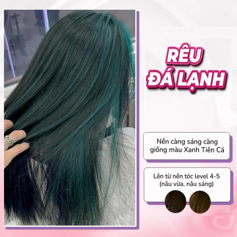 Màu nhuộm tóc rêu đá lạnh - không cần tẩy tóc lên từ nền nâu sáng Đổi Màu Tóc Nữ