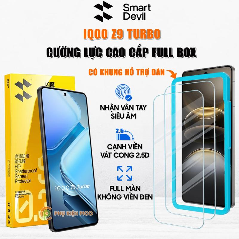 Kính cường lực Smart Devil dành cho điện thoại iQOO Z9 Turbo Z10 Turbo trong suốt full màn hình - Phụ Kiện