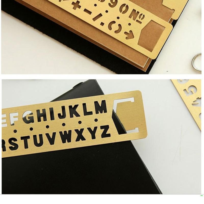 Product Introduction of asdfger Kids Gifts Vintage Brass Metal Bookmark Straight Ruler Painting Ruler Digital Letters Hollow Ruler School Stationery Supplies Planner Accessories Painting Tools 20