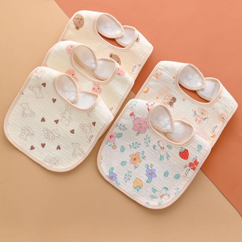 [yếm vuông] Combo 5 yếm vuông chống thấm chất xô muslin cho bé yêu. Voi khăn  choàng