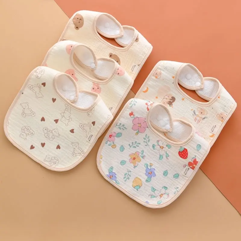 [yếm vuông] Combo 5 yếm vuông chống thấm chất xô muslin cho bé yêu. Voi khăn  choàng 0