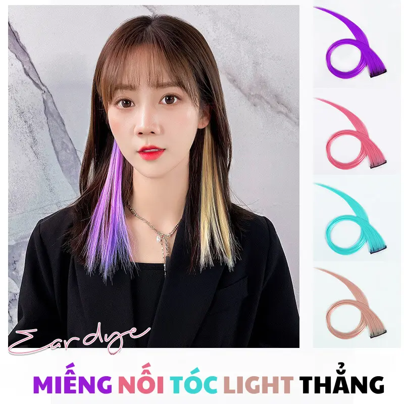 Tóc giả màu tóc nối thẳng 20 inch kẹp tóc màu tóc nối Rainbow Party Highlights tóc giả tổng hợp cho bé gái