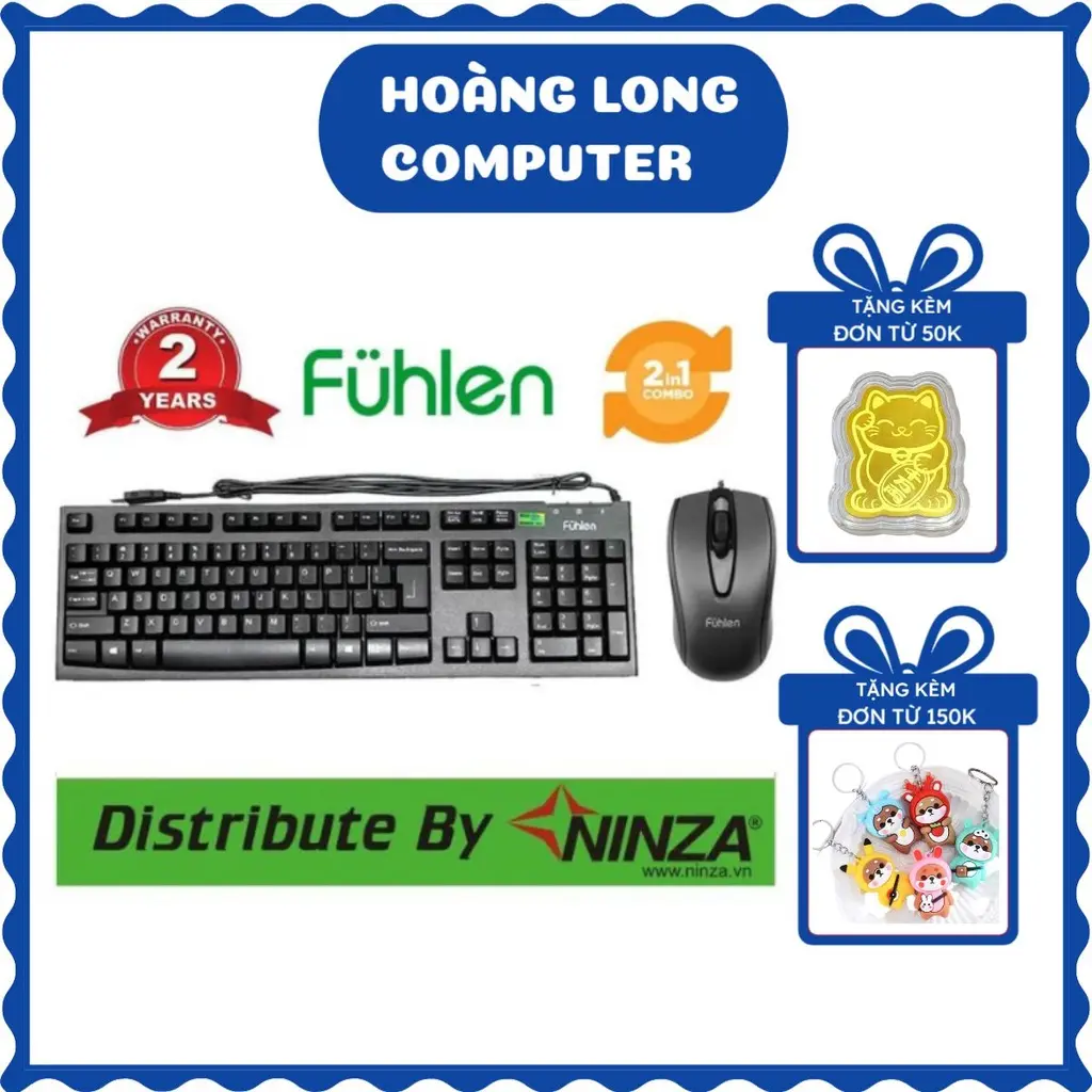 Bộ Bàn phím chuột có dây Fuhlen L411 L102 Chính Hãng Ninza bảo hành 24 tháng VNET