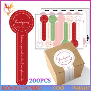 200pcs Stiker Perekat Hand Made/Thank You Segel Dekorasi Kemasan Amplop Hadiah Kue Tema Kreatif Ins