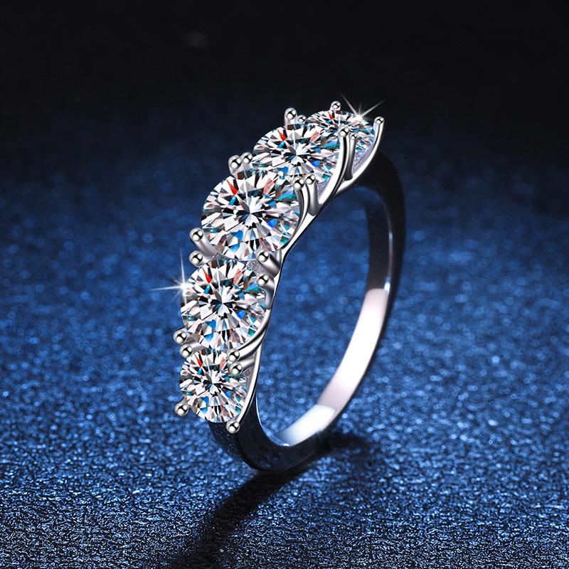 European & American Style S925 Sterling Silver Ring For Women D Color Moissanite Stackable Ring High Sense 3.6 Ct Moissanite Ring 0