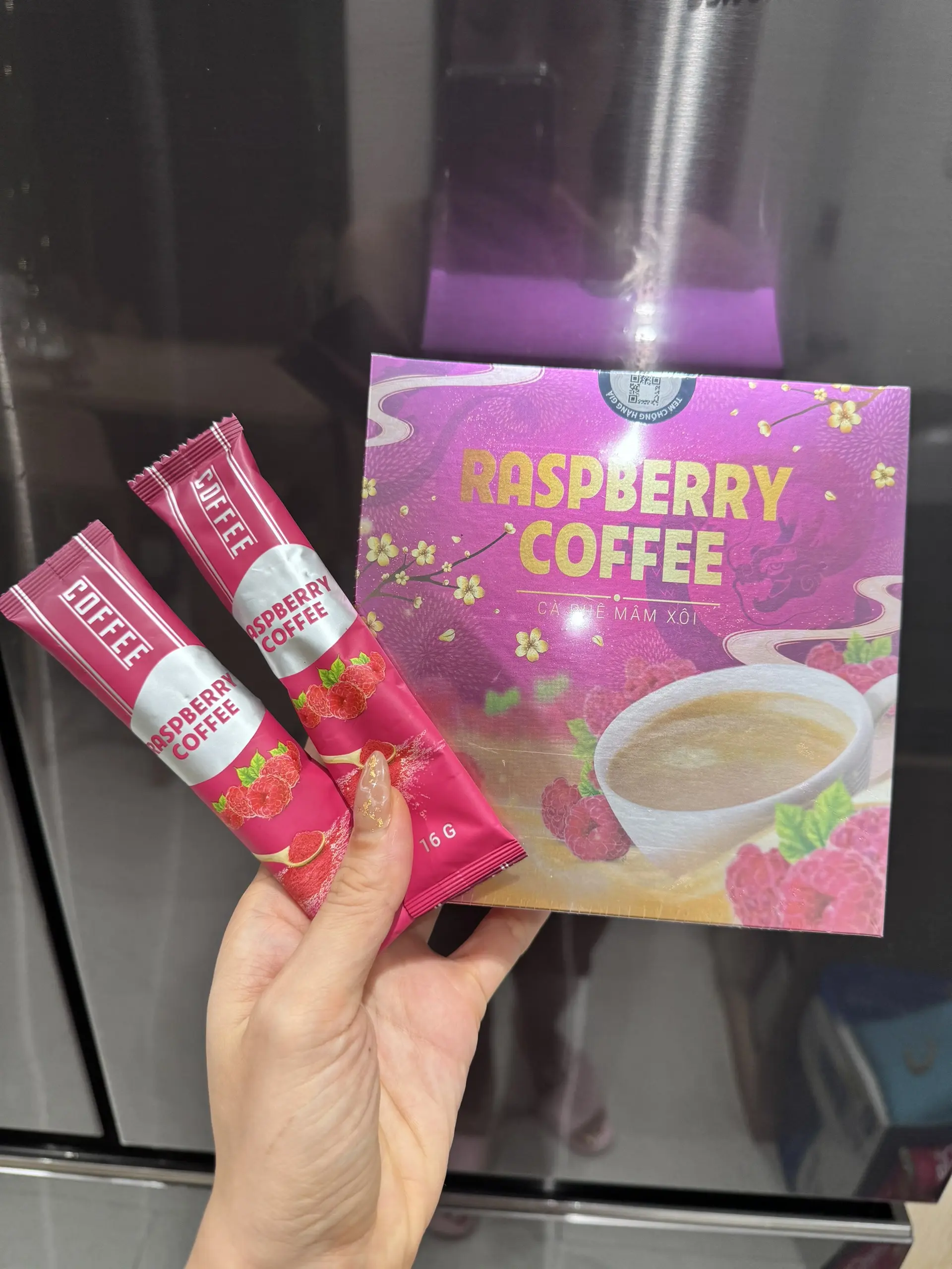 CÀ PHÊ HOÀ TAN hương vị mâm xôi - RASPBERRY COFFEE (hộp 15 gói)