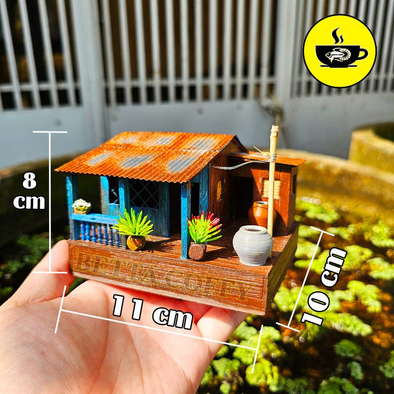 Mô Hình Nhà Bè Nổi Miền Tây [Có Đèn] sông nước quê hương Trang Trí Bể Cá, Bể Thủy Sinh Tiểu Cảnh non bộ