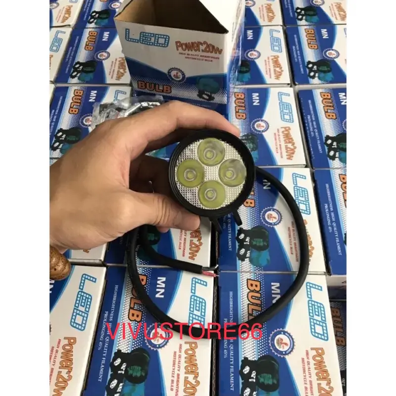ĐÈN TRỢ SÁNG L4 NGẮN 20W 3 CHẾ ĐỘ CÓ CÔNG TẮC GẮN CHO CÁC DÒNG XE MÁY Kem 4