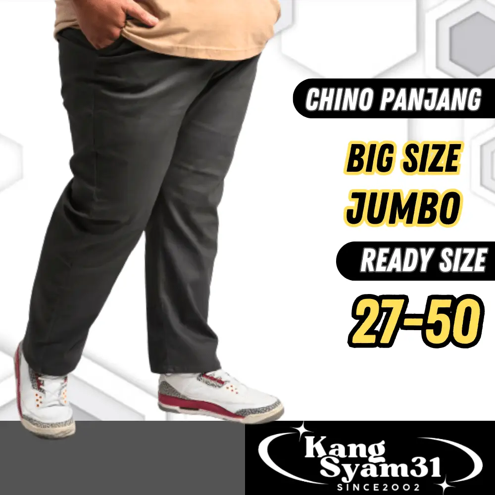 BIG SIZE JUMBO Celana Chinos panjang Size 27-50 JUMBO bahan melar nyaman Chino Combed Cowok Pria Hitam Dewasa