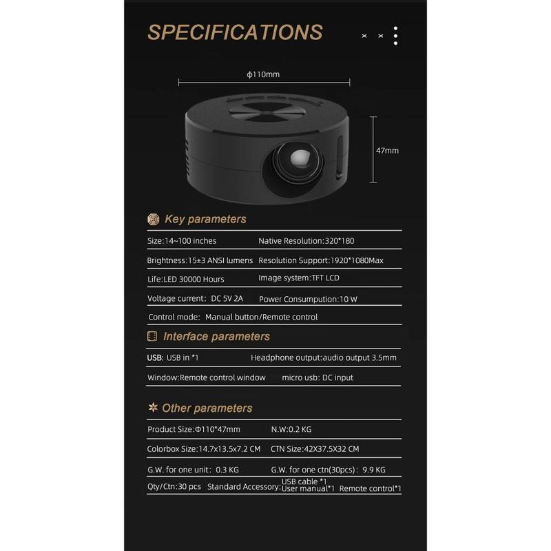 Máy Chiếu Mini, Hệ Điều Hành Android 4K, Full HD, Dành Cho Điện Thoại Di Động, Kích Thước Cầm Tay Thích Hợp Cho Gia Đình Và Sân Khấu, Hỗ Trợ Kết Nối Bluetooth, Tương Thích Với Máy Chiếu yt200, Máy Chiếu HomePro 4