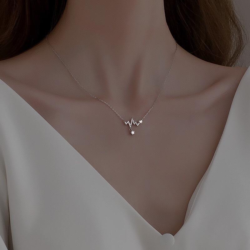 Dây chuyền nữ nhịp sóng trái tim xu hướng hạt chuỗi 1