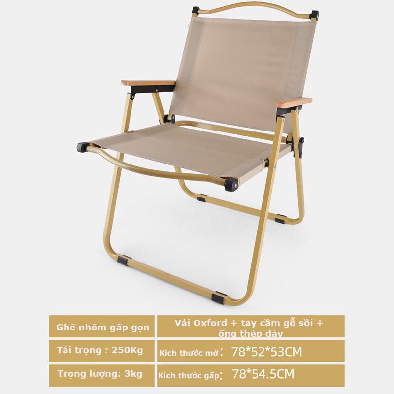 Ghế nhôm gấp gọn Camping dã ngoại Hợp Kim Nhôm Tay cầm Gỗ Ghế gấp gọn đi picnic Nam Đồng