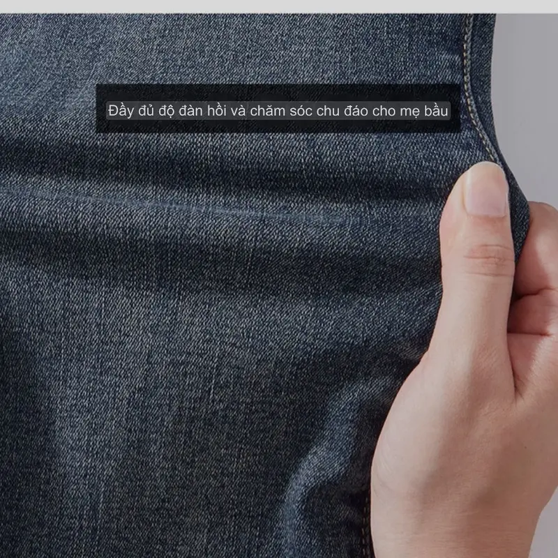 Quần jeans bầu ống loe dáng dài co dãn thoải mái cho mẹ bầu suốt thai kỳ Váy Bầu Đầm Bầu Kem Voi 5