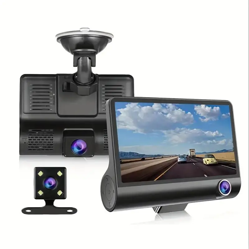 Car Navigation Recorder, 4.0 Inch IPS HD 1080P High Sensitivity Touch Screen GPS Car Navigation, Universal Portable Car Navigation with 3 Cameras