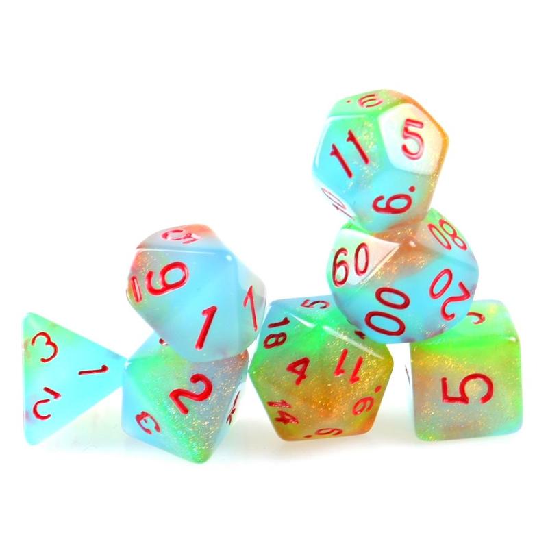 Product Introduction of Multi-sided Irregular Dice Set, 7 Counts/set 3-color Dice, Board Game Dice for Bars and Clubs, Fun Dice Game for Family Parties 3