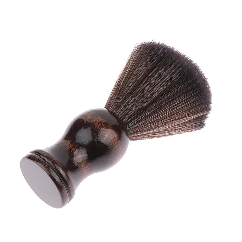 Soft Nylon Shaving Brush Portable Soft Brush Sweeping Salon Cleansing Foam Brush Wooden Handle Beard Brush