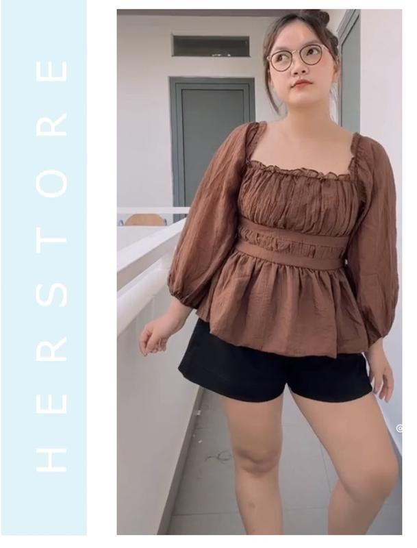 Áo trễ vai tay bồng dài BIGSIZE H001 0