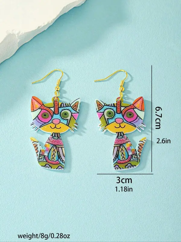 Cute Cat Design Dangle Earrings, Fashionable Jewelry for Women & Girls, Trendy All-match & Exquisite Jewelry for Birthday Gift 1
