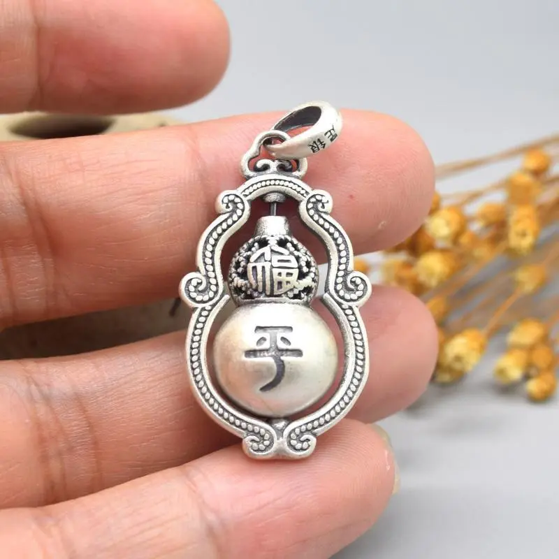 2024 New Rotating Safety Gourd Pendant Vintage Distressed Chinese Style Men's and Women's Necklaces Sweater Chain