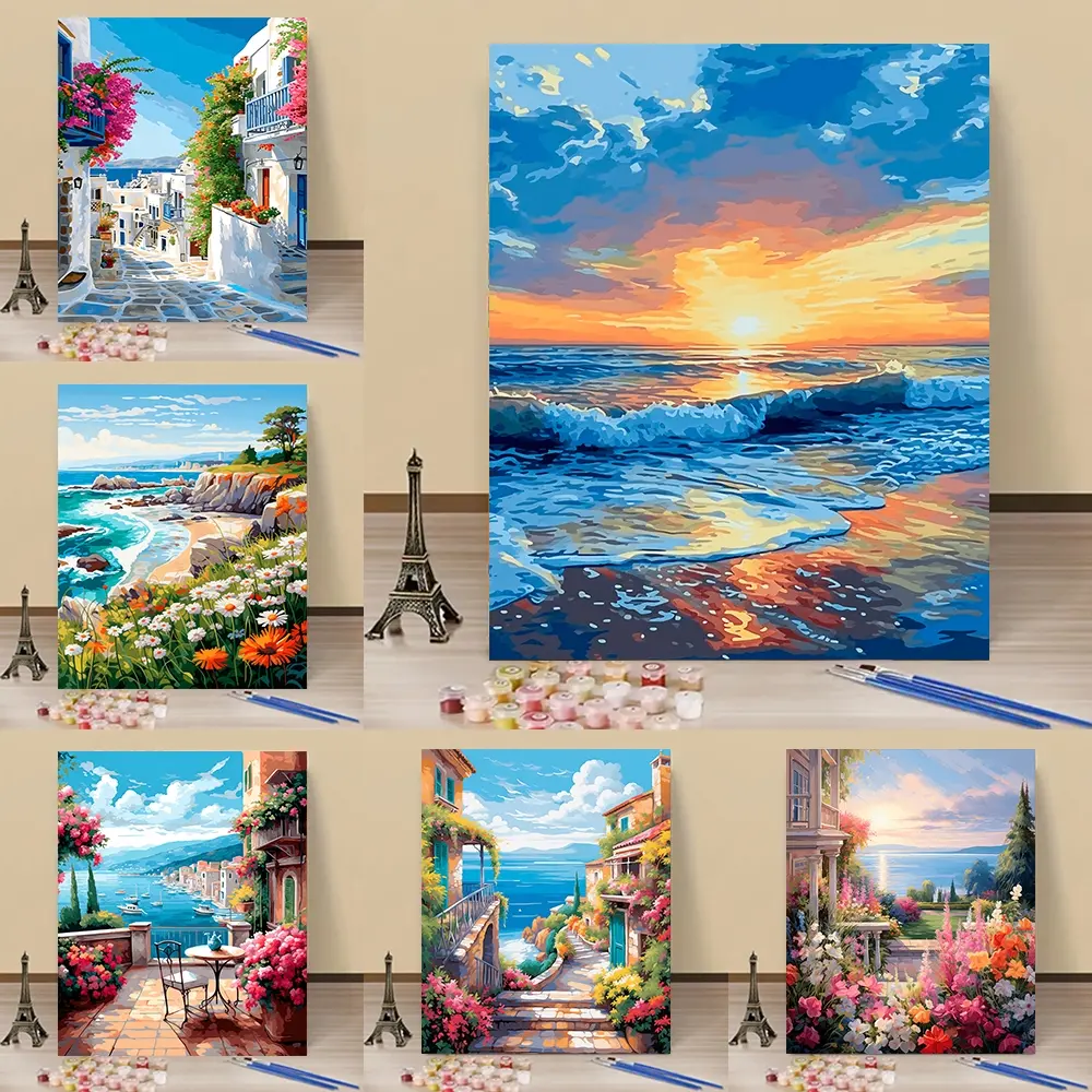 Tranh sơn dầu kỹ thuật số ORFON (40×50 cm không khung)/phong cảnh thiên nhiên/màu theo số/vẽ tay/tranh trang trí phòng khách và phòng ngủ