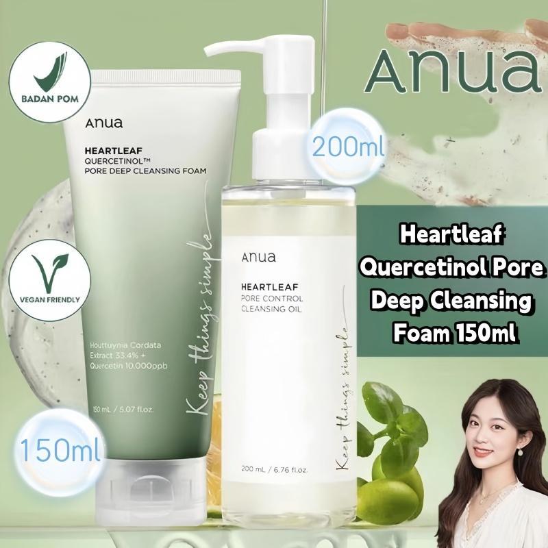 【100%  Asli】ANUA Heartleaf Quercetinol Pore Deep Cleansing Foam 150ml/ANUA Cleansing Oil 200ml /ANUA 77% Toner 250ml / Anua Peach 70% Niacinamide Serum 30ml 0