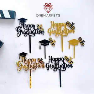 Topper Wisuda - Topper Graduation -Happy Graduation Motif Topi & Diplom  Acc Cake TOP024 Acrylic Kue