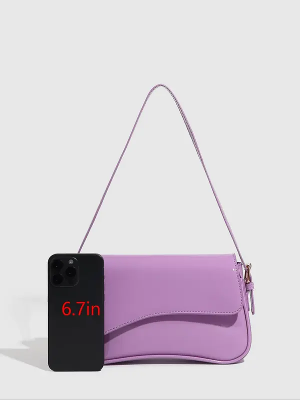 Women's Solid Color Shoulder Bag, Fashionable PU Leather Crossbody Bag for Daily Used, Casual Trendy Versatile High-quality Daily Commuting Bag 2