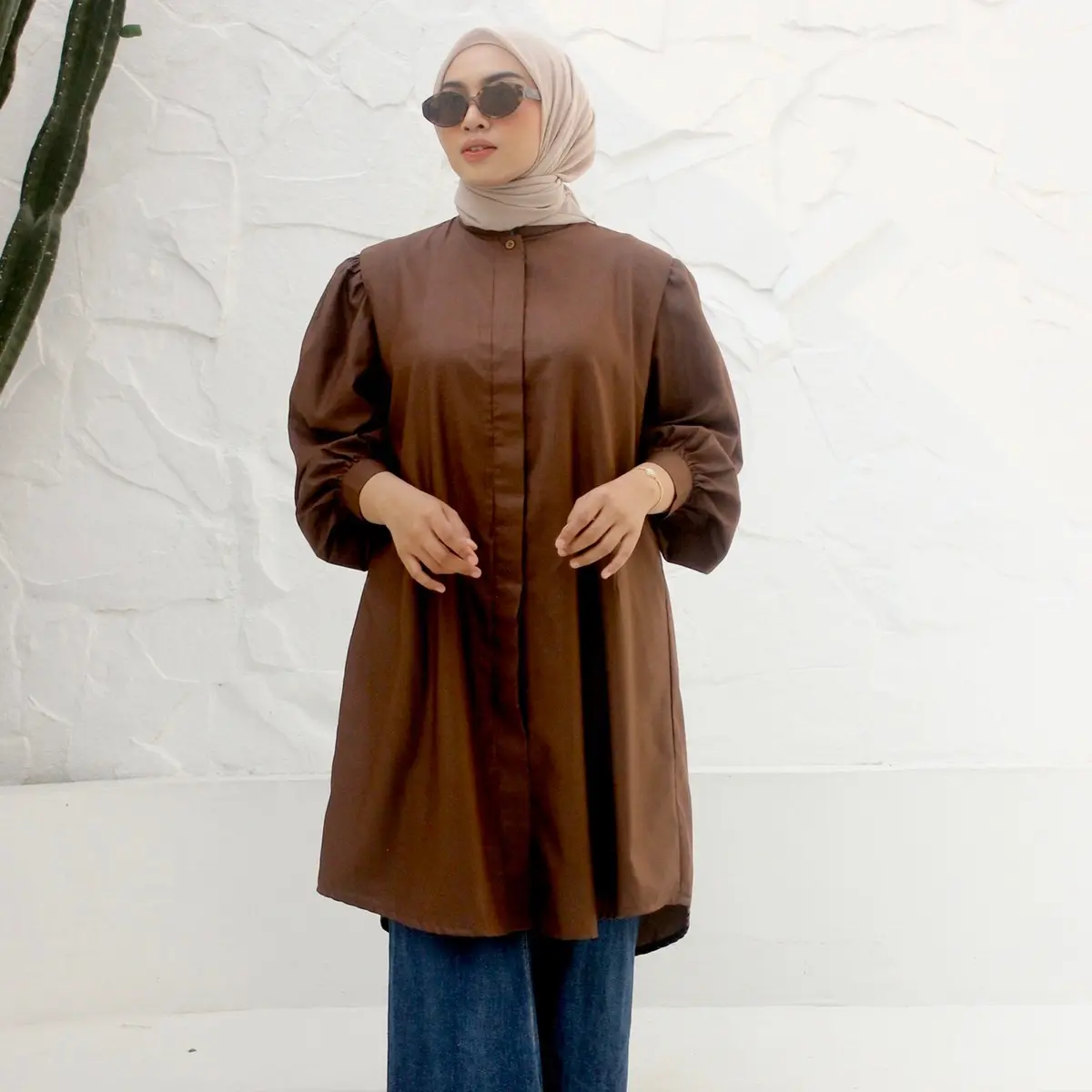 BY LFAZ Nara Tunic | Tunik Kerja - Kondangan Katun Premium Basic Atasan  Wanita Muslim Panjang Balon Formal Lebaran 2025