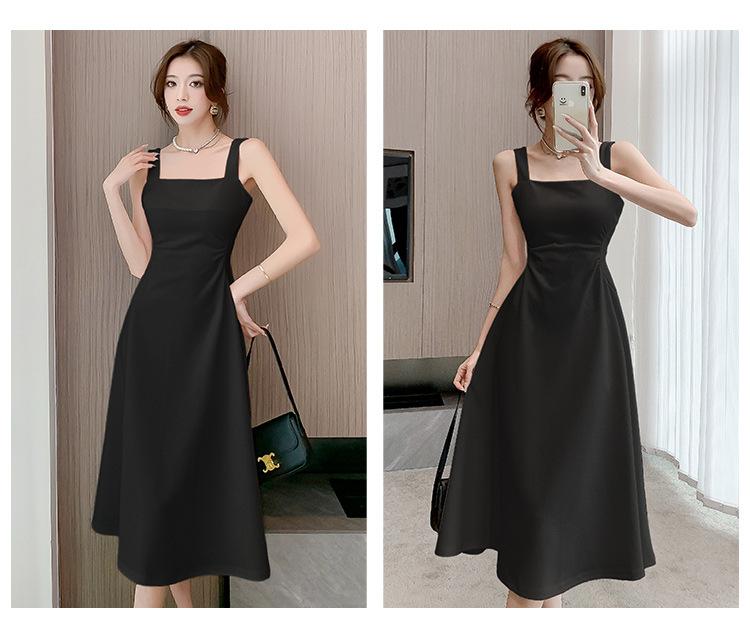 Product Introduction of "French Style White Camisole Dress Women's Summer Cool Square Neck Dress Beautiful Waist A-line Long Dress. Sleeveless, Elegant, Chic, Feminine, Casual, Fashionable." Fabric Womenswear Chinese Style Collar Piece Retro 26