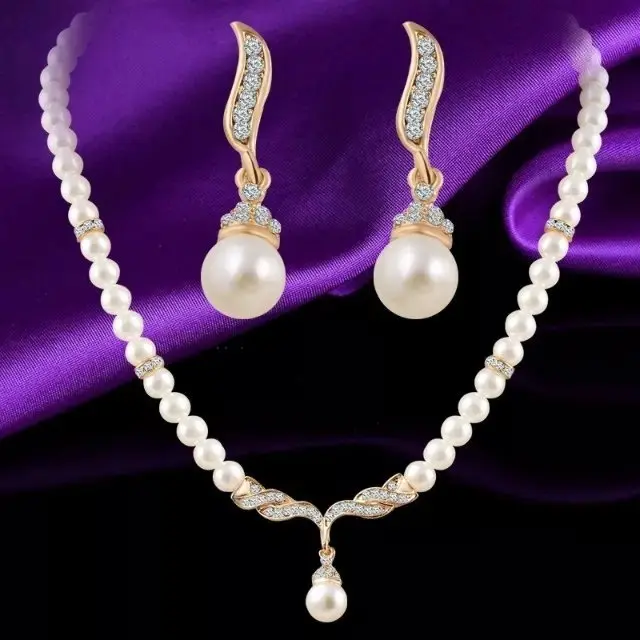 Bộ Bông Tai Vòng Cổ Ngọc Trai, 3 CÁI / Bộ, Bộ Trang Sức Ngọc Trai Sang Trọng, Thích Hợp Cho Phụ Nữ Và Trẻ Em Gái, Thời Trang, Lý Tưởng Cho Quà Cưới Và Quà Sinh Nhật