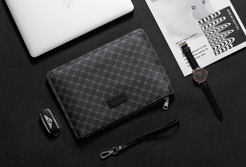 Product Introduction of New Men's Personalized Clutch Chessboard Grid Contrast Color and Versatile Trendy Clutch Large Capacity Mobile Phone Bag Wholesale 10