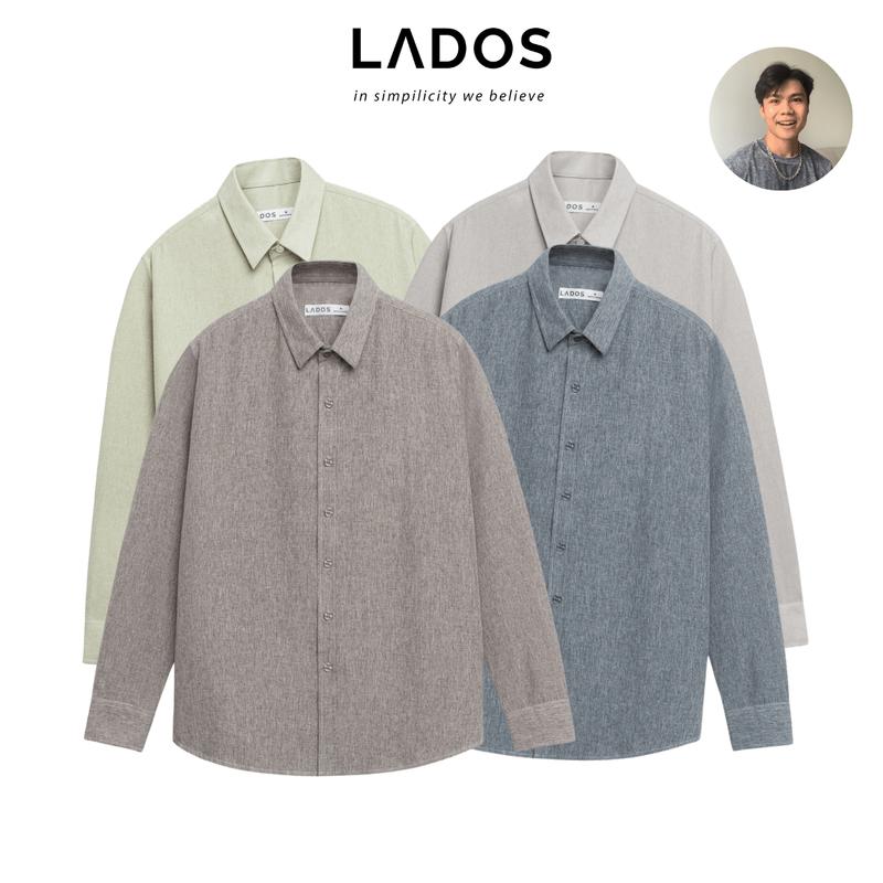  Áo sơ mi nam dài tay vải xô đũi thời trang LADOS-18136 phong cách Hàn Quốc 