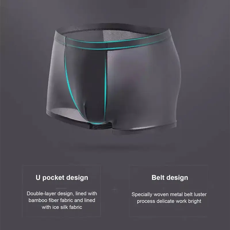 Quần Lót Boxer Nam, Renbthy, Cạp Trung, Eo Co Giãn, Quần Sịp Ngắn, Thoáng Khí, Đường Kẻ Mịn, Màu Trơn Quần Lót Lồi Chữ U 7