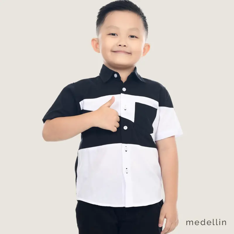 MEDELLIN Kemeja Couple Ayah Anak Lengan Pendek 101274 Hitam 3