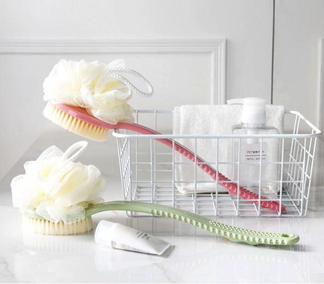 Bàn Chải Cọ Chà Lưng Nhật Bản Kèm Bông Tắm, Cây Bông Tắm Chà Lưng Tiện Dụng, Cây chà tắm cọ lưng tẩy tế bào chết Nhà Tắm